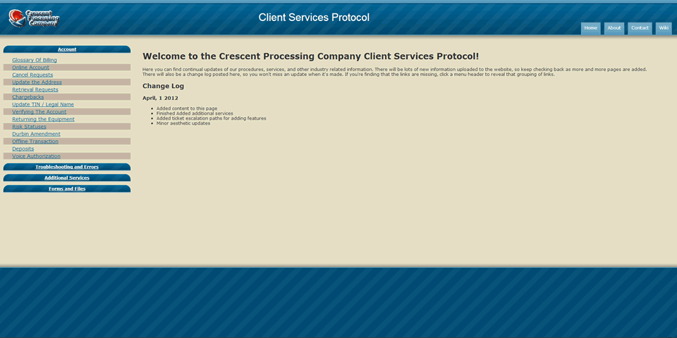 Crescent Processing Home Page